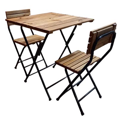 میز و صندلی دو نفره چوبی تاشو مدل تارنو