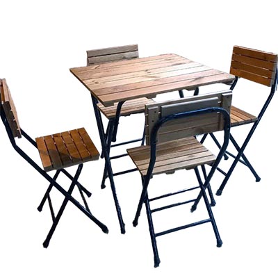 میز و صندلی چهار نفره چوبی تاشو مدل تارنو