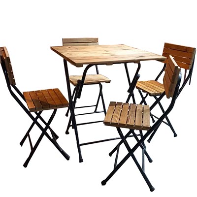 میز و صندلی چهار نفره چوبی تاشو مدل تارنو