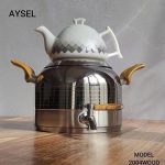 کتری قوری استیل دسته چوبی آیسل AYSEL مدل ۲۰۰۴