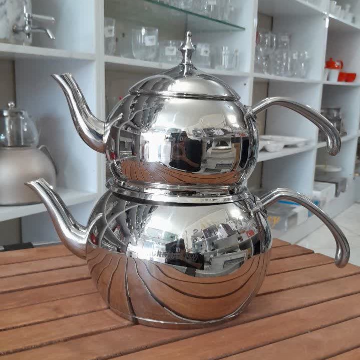 کتری قوری روهمی لوله ای کرکماز استیل دسته سیلور کد B198S