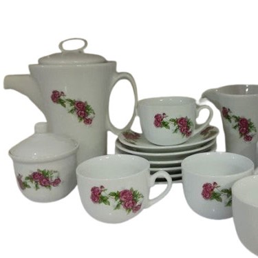 سرویس ۱۷ پارچه چای خوری چینی مدل گل سرخی