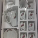 سرویس ۱۷ پارچه چای خوری چینی مدل گل سرخی