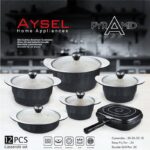 سرویس قابلمه و تابه ۱۲ پارچه آیسل AYSEL مدل پرامیدا