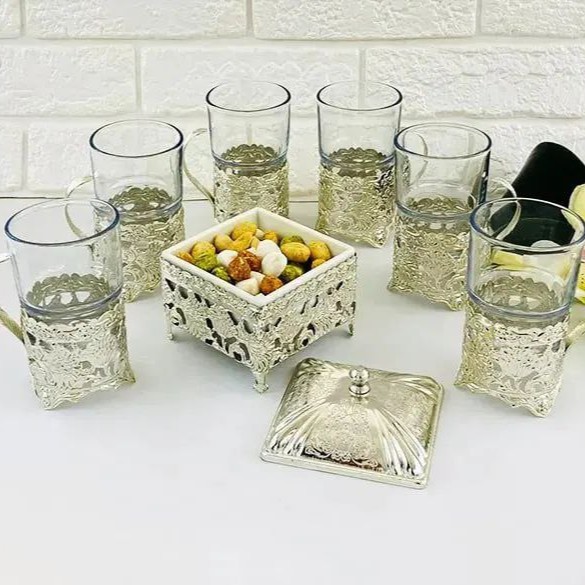 سرویس چای خوری ۸ پارچه دیانا رنگ سیلور