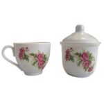 سرویس ۱۴ پارچه چای خوری چینی مرجان مدل گل سرخی