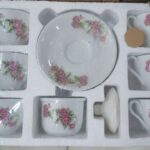 سرویس ۱۴ پارچه چای خوری چینی مرجان مدل گل سرخی