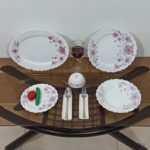 سرویس غذاخوری ۲۵ پارچه آرکوپال طرح استیما صورتی برای ۶ نفر