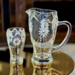 پارچ و لیوان کن کن طرح گل بابونه بلور بلینک مکس