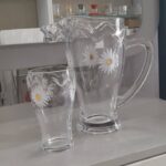 پارچ و لیوان کن کن طرح گل بابونه بلور بلینک مکس