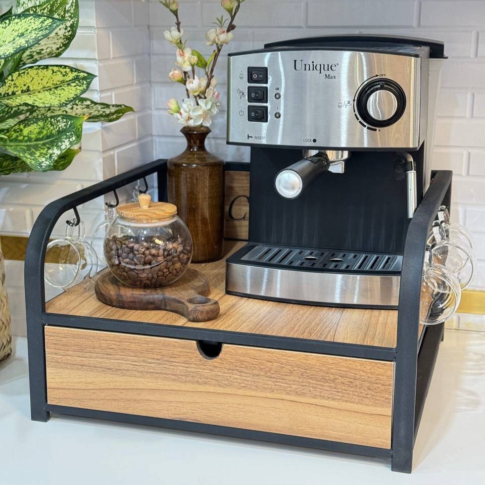 Espresso Machine Stand with Drawer SA01-1 استند اسپرسو ساز کشودار چوب و فلز Sa01