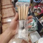 ست قاشق و چنگال غذاخوری دسته چوبی ۱۲ تایی